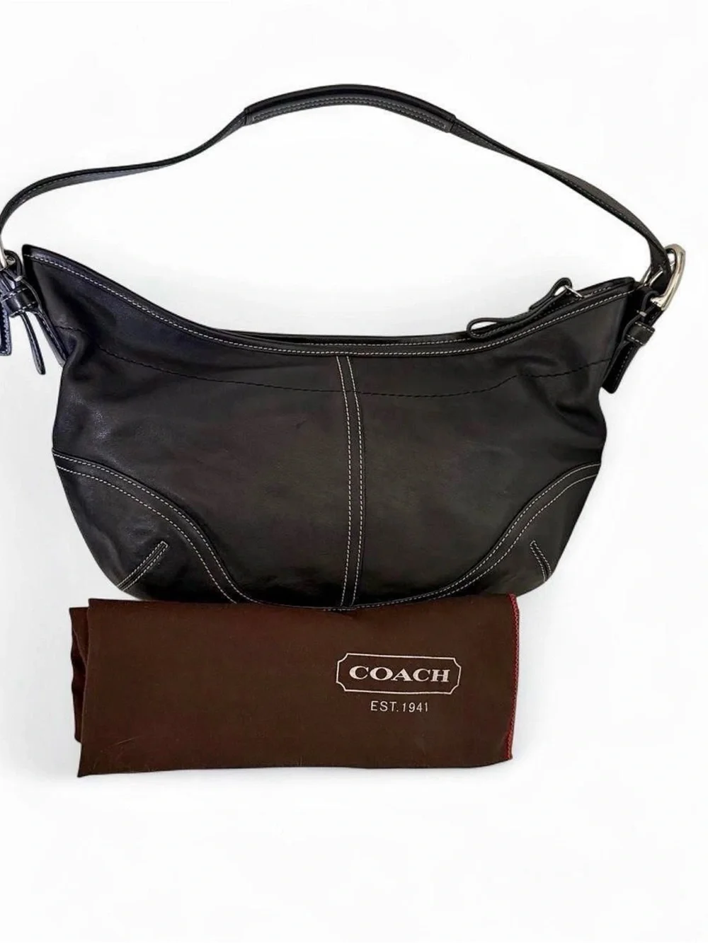 Vintage 1998 Coach 9464 Black Leather Hobo Shoulder Bag